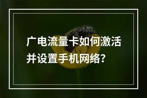 广电流量卡如何激活并设置手机网络？