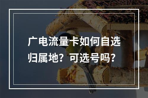 广电流量卡如何自选归属地？可选号吗？