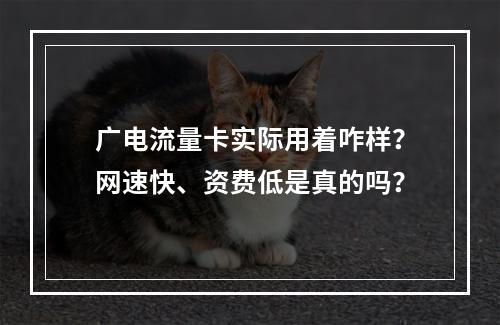 广电流量卡实际用着咋样？网速快、资费低是真的吗？