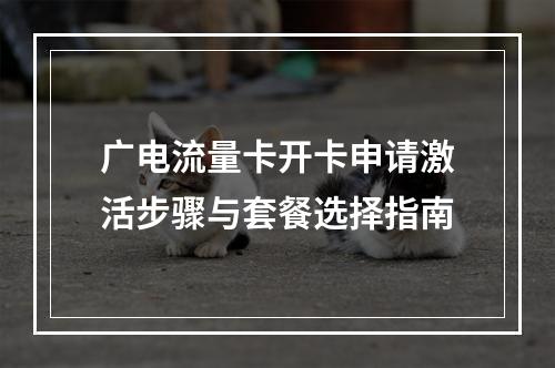 广电流量卡开卡申请激活步骤与套餐选择指南
