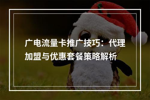 广电流量卡推广技巧：代理加盟与优惠套餐策略解析