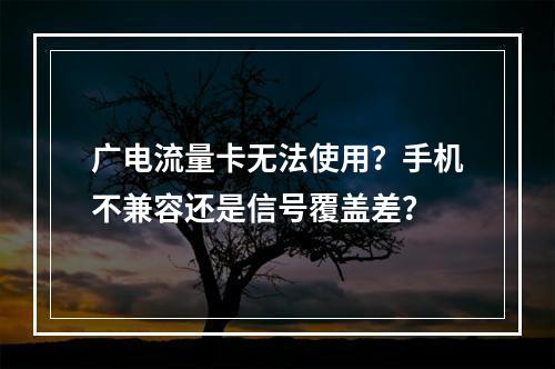广电流量卡无法使用？手机不兼容还是信号覆盖差？
