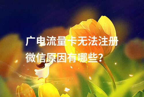 广电流量卡无法注册微信原因有哪些？
