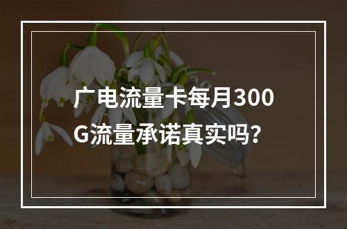 广电流量卡每月300G流量承诺真实吗？