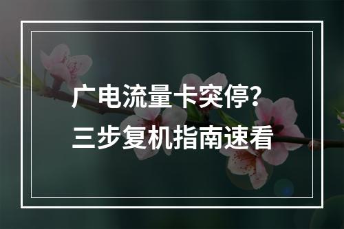 广电流量卡突停？三步复机指南速看