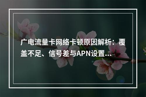 广电流量卡网络卡顿原因解析：覆盖不足、信号差与APN设置优化