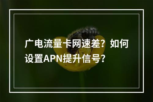 广电流量卡网速差？如何设置APN提升信号？