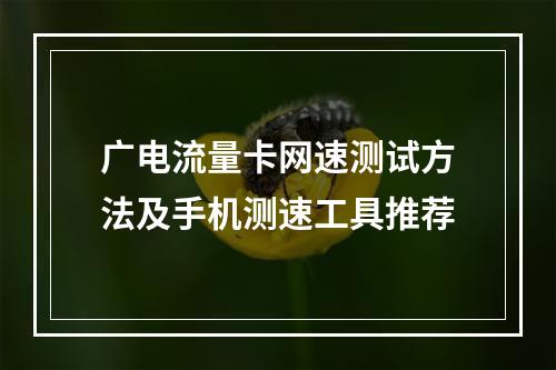 广电流量卡网速测试方法及手机测速工具推荐