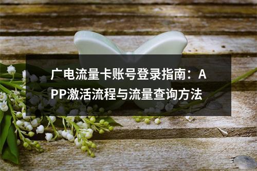 广电流量卡账号登录指南：APP激活流程与流量查询方法