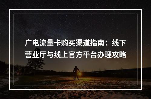 广电流量卡购买渠道指南：线下营业厅与线上官方平台办理攻略