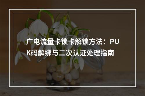 广电流量卡锁卡解锁方法：PUK码解绑与二次认证处理指南