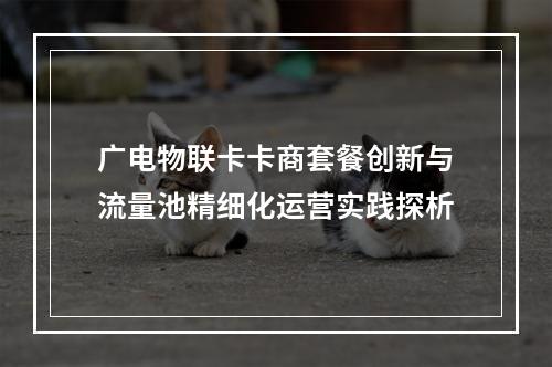广电物联卡卡商套餐创新与流量池精细化运营实践探析