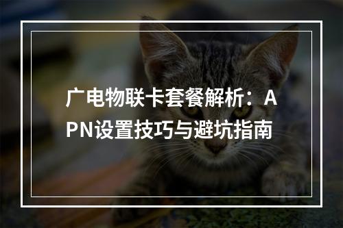 广电物联卡套餐解析：APN设置技巧与避坑指南