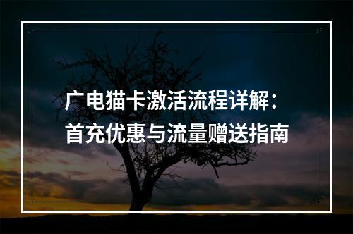 广电猫卡激活流程详解：首充优惠与流量赠送指南