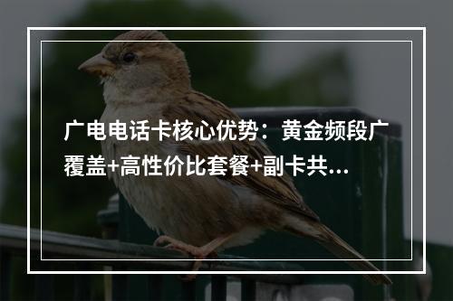 广电电话卡核心优势：黄金频段广覆盖+高性价比套餐+副卡共享灵活