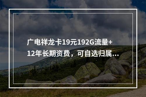 广电祥龙卡19元192G流量+12年长期资费，可自选归属地