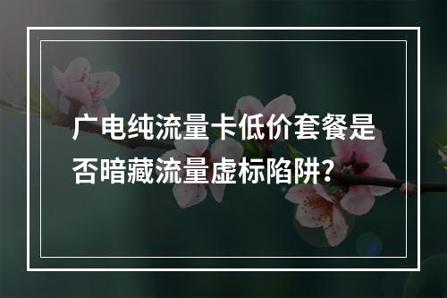 广电纯流量卡低价套餐是否暗藏流量虚标陷阱？