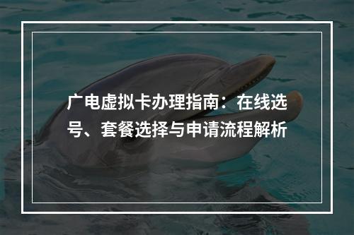 广电虚拟卡办理指南：在线选号、套餐选择与申请流程解析