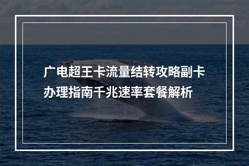 广电超王卡流量结转攻略副卡办理指南千兆速率套餐解析