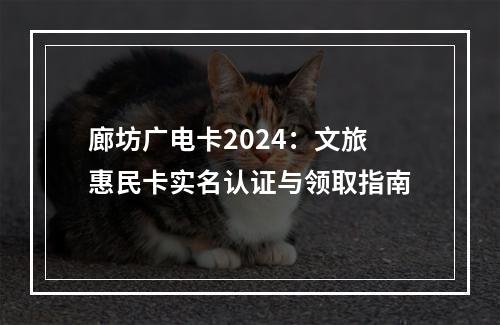 廊坊广电卡2024：文旅惠民卡实名认证与领取指南