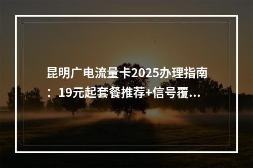 昆明广电流量卡2025办理指南：19元起套餐推荐+信号覆盖实测