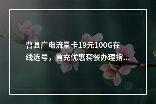 曹县广电流量卡19元100G在线选号，首充优惠套餐办理指南