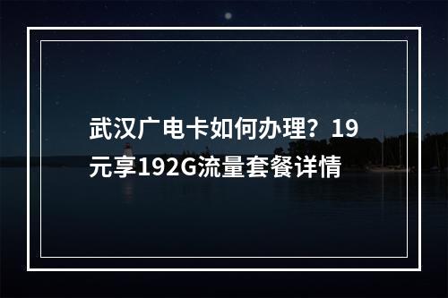 武汉广电卡如何办理？19元享192G流量套餐详情
