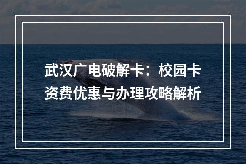 武汉广电破解卡：校园卡资费优惠与办理攻略解析