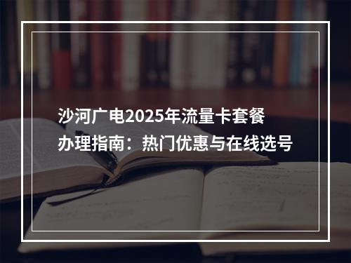 沙河广电2025年流量卡套餐办理指南：热门优惠与在线选号