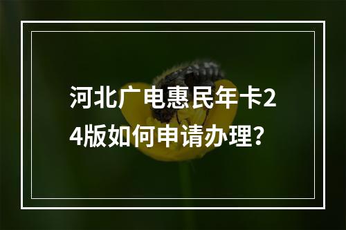 河北广电惠民年卡24版如何申请办理？