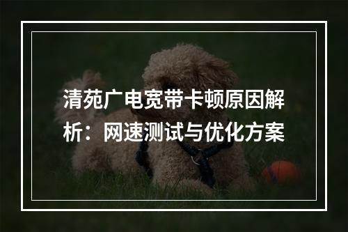 清苑广电宽带卡顿原因解析：网速测试与优化方案
