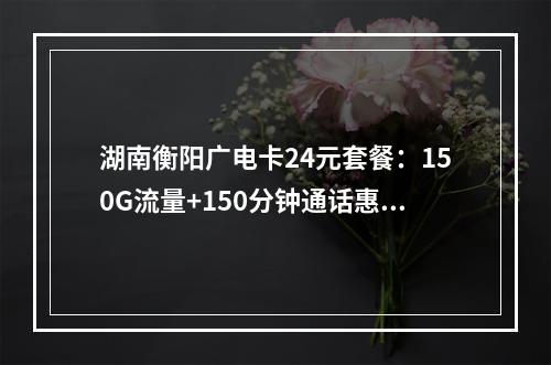 湖南衡阳广电卡24元套餐：150G流量+150分钟通话惠民上线
