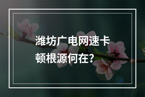 潍坊广电网速卡顿根源何在？