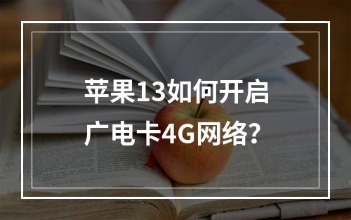 苹果13如何开启广电卡4G网络？