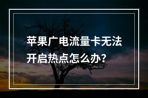 苹果广电流量卡无法开启热点怎么办？