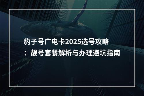 豹子号广电卡2025选号攻略：靓号套餐解析与办理避坑指南