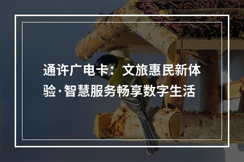 通许广电卡：文旅惠民新体验·智慧服务畅享数字生活
