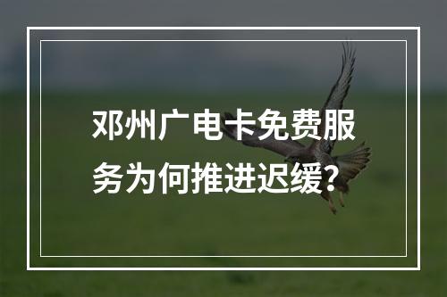 邓州广电卡免费服务为何推进迟缓？