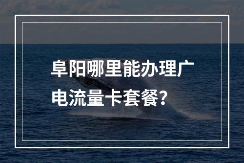 阜阳哪里能办理广电流量卡套餐？