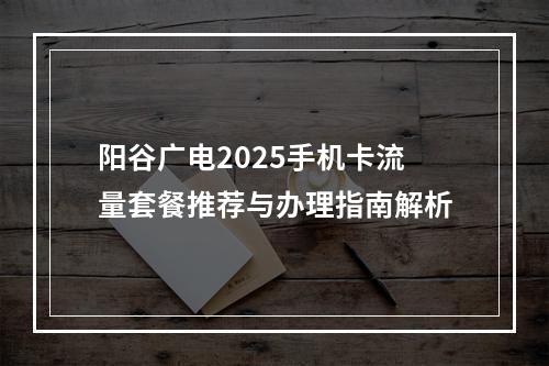阳谷广电2025手机卡流量套餐推荐与办理指南解析