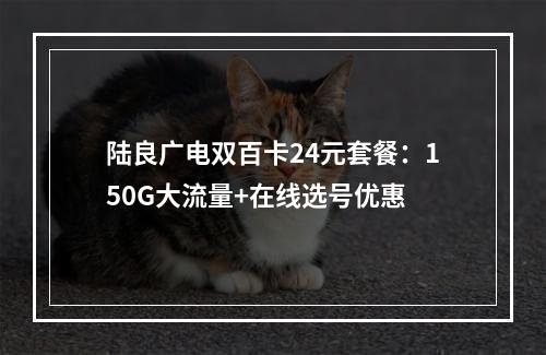 陆良广电双百卡24元套餐：150G大流量+在线选号优惠