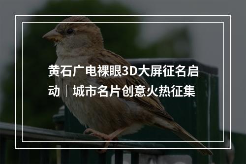黄石广电裸眼3D大屏征名启动｜城市名片创意火热征集