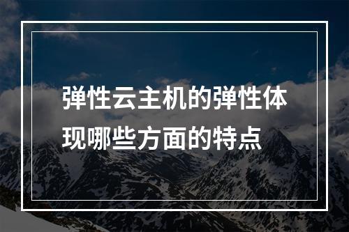 弹性云主机的弹性体现哪些方面的特点