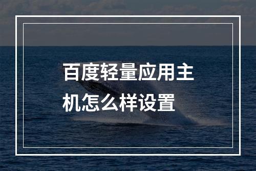 百度轻量应用主机怎么样设置