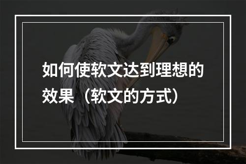 如何使软文达到理想的效果(软文的方式)