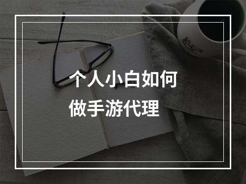 个人小白如何做手游代理