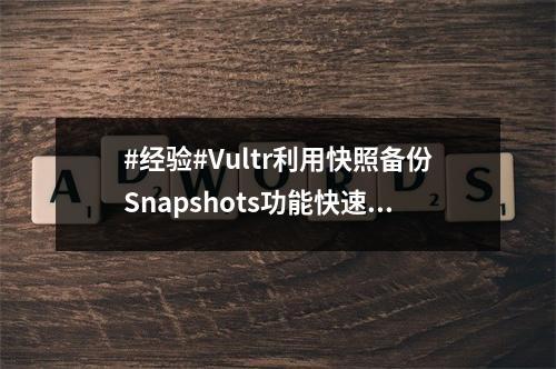 #经验#Vultr利用快照备份Snapshots功能快速的备份和迁移资料