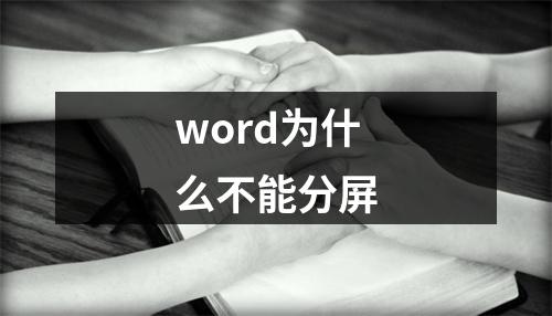 word为什么不能分屏