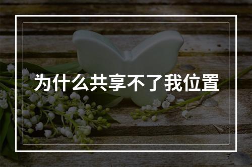 为什么共享不了我位置