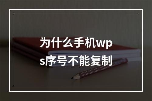 为什么手机wps序号不能复制